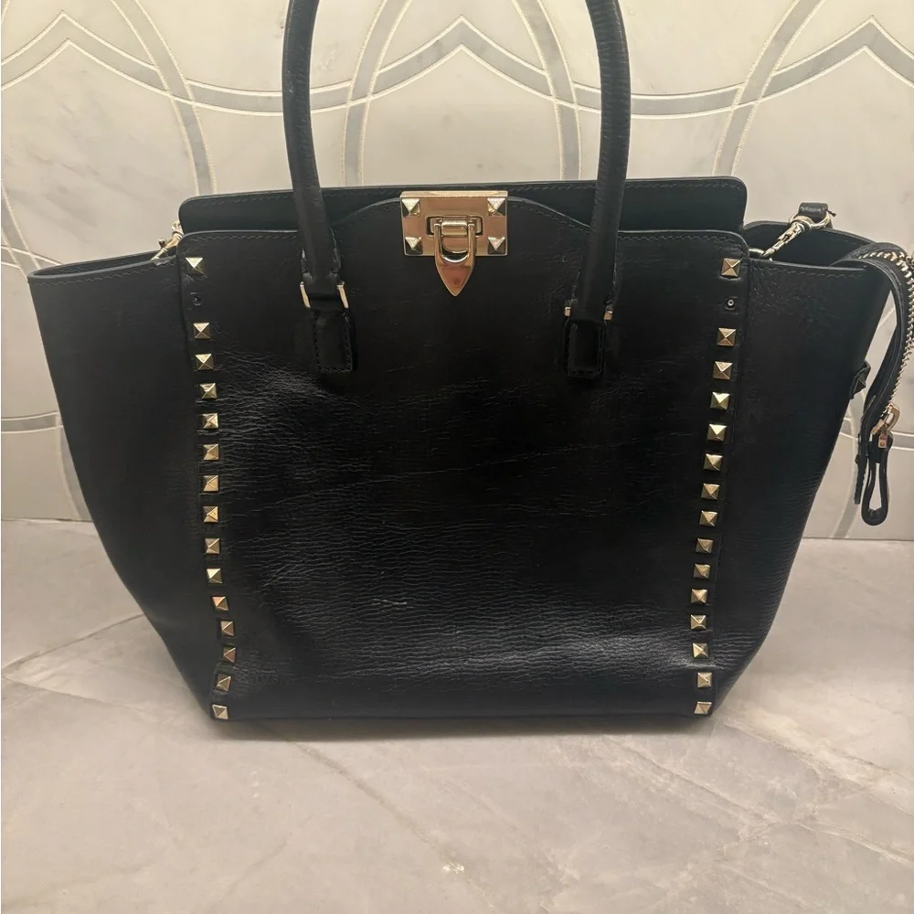 Valentino Garavani Black Tote with Gold Studs - Picture 2 of 12